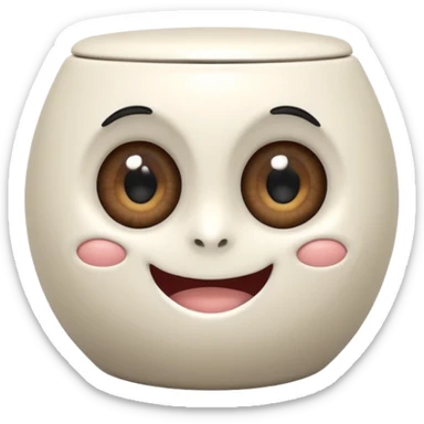 cartoonish toilet creature with a grinning face, big eyes, and hands. sticker