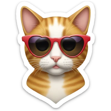 Cat with heart sunglass sticker