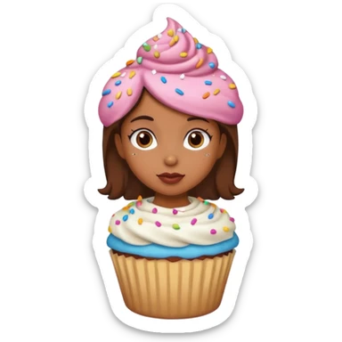 Brown girl with cupcake head sticker