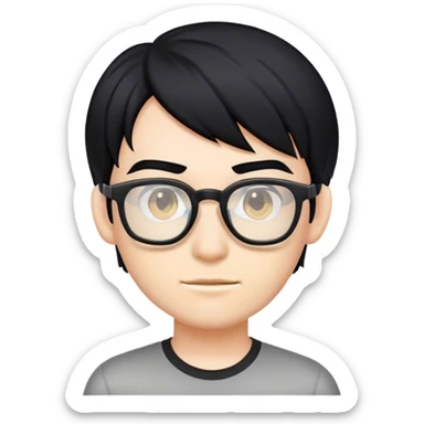 gamer, black hair girl with glasses sticker
