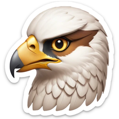 Cinematic Noble Falcon Portrait Emoji, Poised and majestic, with a streamlined, muscular build, a sharply hooked beak, and intense, piercing eyes that exude focus and speed, Simplified yet sharp and sophisticated features, highly detailed, glowing with a soft, amber radiance, high shine, intelligent and commanding, stylized with an air of aerial authority, focused and swift, soft glowing outline, capturing the essence of a watchful and confident falcon that appears ready to soar out of the screen with effortless power! sticker