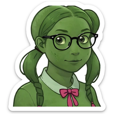 Raspberry nerd girl with pigtails and freckles sticker