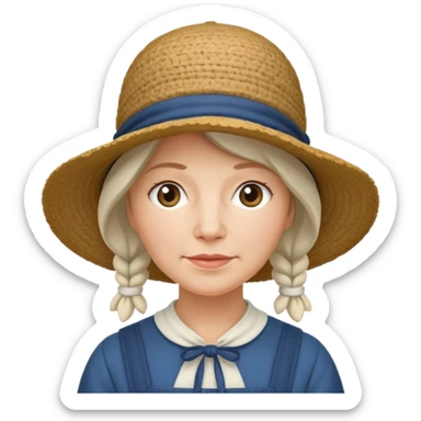Puritan farmer female middle age white bonnet hat amish sticker
