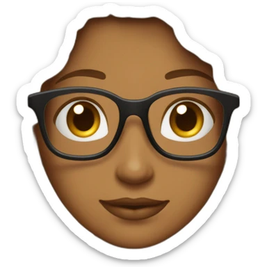 haz un emoji de un hermosa de 25 años de piel morena y cabello castaño obscuro que use lentes de pasta negra sticker