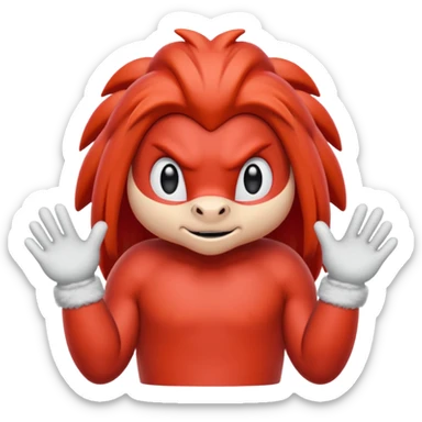 Sonic the hedgehogs friend knuckles a red animal with peach arms and white gloves sticker