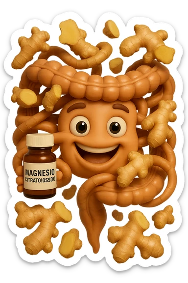 emoji stile iphone 3d di piccoli pezzi di zenzero che fluttuano in aria con pezzi di colon arrotolati intorno, iperrealistico 4k sticker