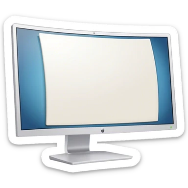 Create a professional emoji for UX/UI design. Show a curved monitor with 2 windows : one displaying white empty page, and the other showing the completed web interface. Use modern, professional colors. Do not include any emojis or smiley faces. Make the background transparent. sticker
