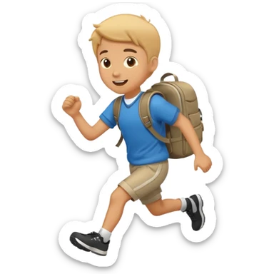 An emoji of a running schoolboy with a backpack, in a simplified, vector-like style similar to common emojis. Focus on clear silhouette and dynamic pose. sticker