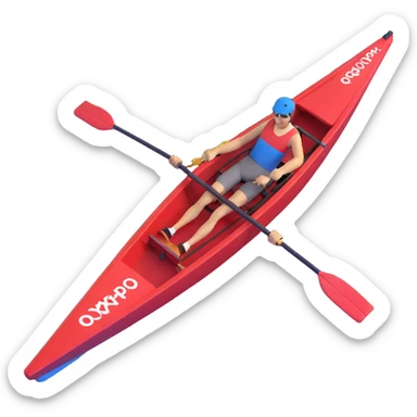 single-person Olympic rowing boat with professional racing style, rower included, detailed, top-down view sticker