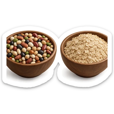 BOWL DI LEGUMI INSIEME A BOWL DI FIOCCHI DI AVENA POGGIATE,  iperrealistico 4k sticker