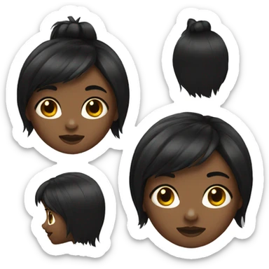 Girl with black wolfcut hair sticker