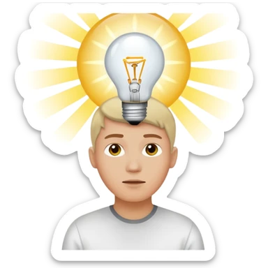uma pessoa pensando e surge uma boa ideia na lampada sticker