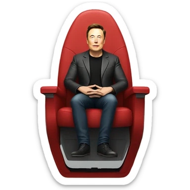 Elon musk  seating on rocket with x logo sticker