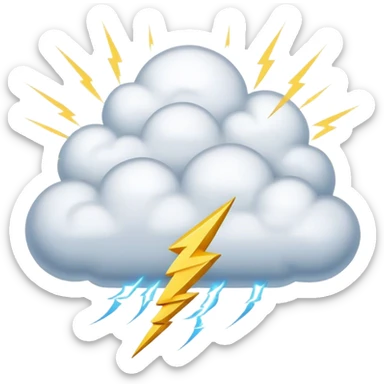 Realistic, cumulonimbus cloud with lightning striking sticker