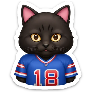 Black cat in buffalo bills jersey sticker