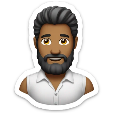 Hombre con barba, poco pelo y camisa  sticker