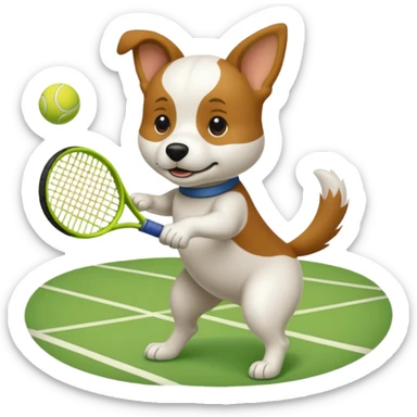Un chien qui joue au tennis  sticker
