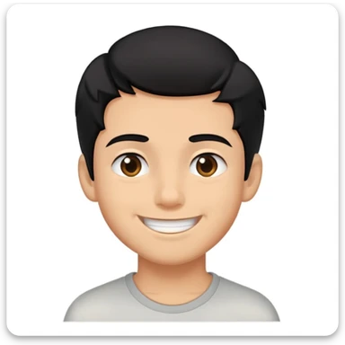 a boy who smiles who smiles with black hair and there for a little tan with a big smile or with teeth and who squints his eyes in a way that this evening. sticker