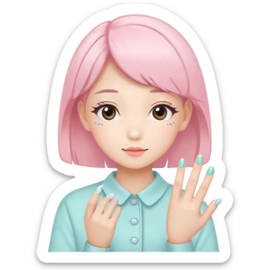 Minimalist kawaii female nail artist, standing alone, simple and clean design, pastel colors, delicate and charming, high-resolution, single subject only sticker