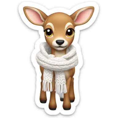 fawn with a white knitted scarf sticker