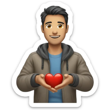 un homme qui fait un coeur avec les mains sticker