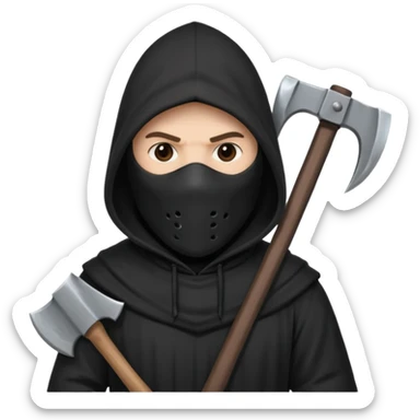 an executioner with a black hood/ sheet on his face so we can't see his face and a big axe in his hand sticker