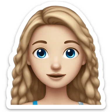 white girl with blue eyes, long brown hair and freckles  sticker