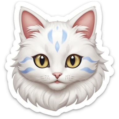 White beautiful elegant slim pretty realistic elegant feline-Pokémon-Fakémon-creature with heterochromia sticker
