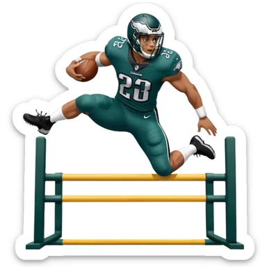 Saqoun Barkley hurdle over a person but on the eagles sticker