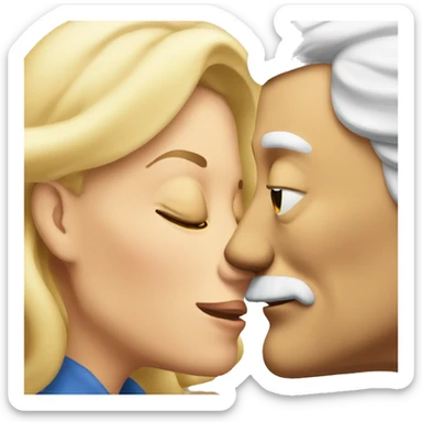 An old man kisses blonde woman sticker