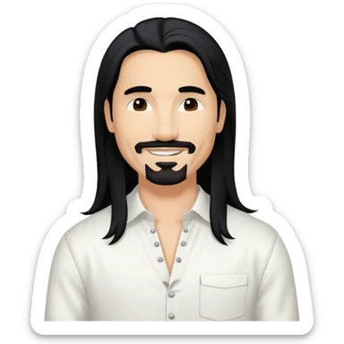 Kevin Richardson from Backstreet Boys with long black hair, white outfit sticker
