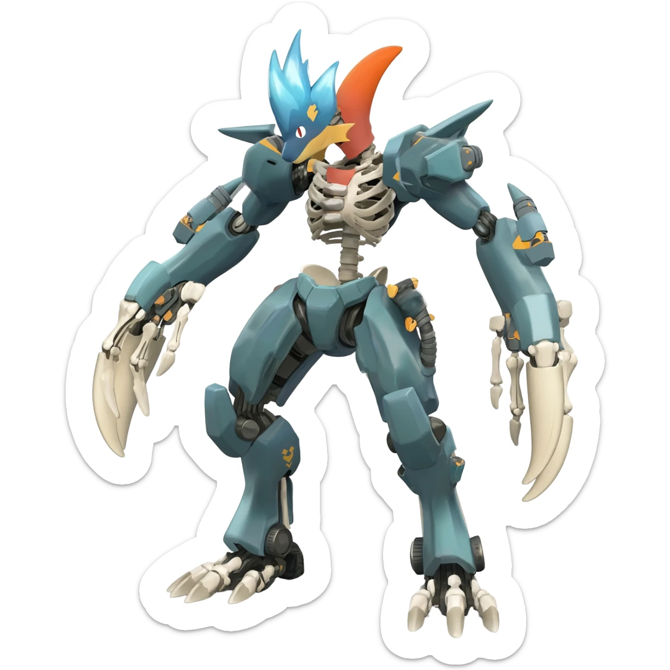 futuristic Skeleton-Cyborg-Manectric-Electrike-Salandit-Cubone-Umbreon-Marowak-Draco-Fakémon-hybrid-creature (full body), 4 legs sticker