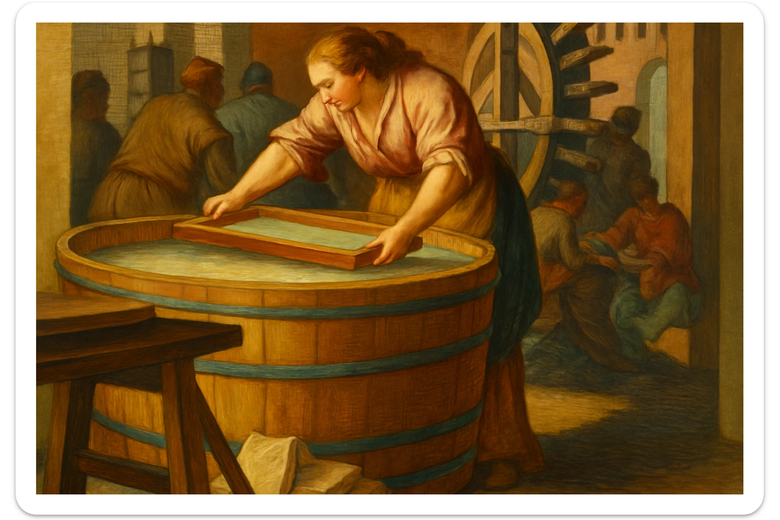 Сгенерируй мне эту же гравюру, только в цвете sticker