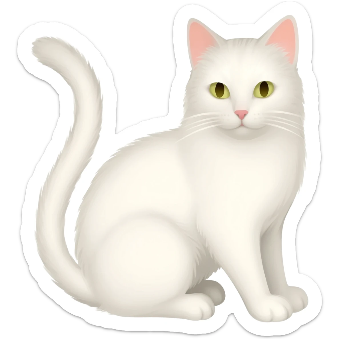 White Cat art nouveau sticker