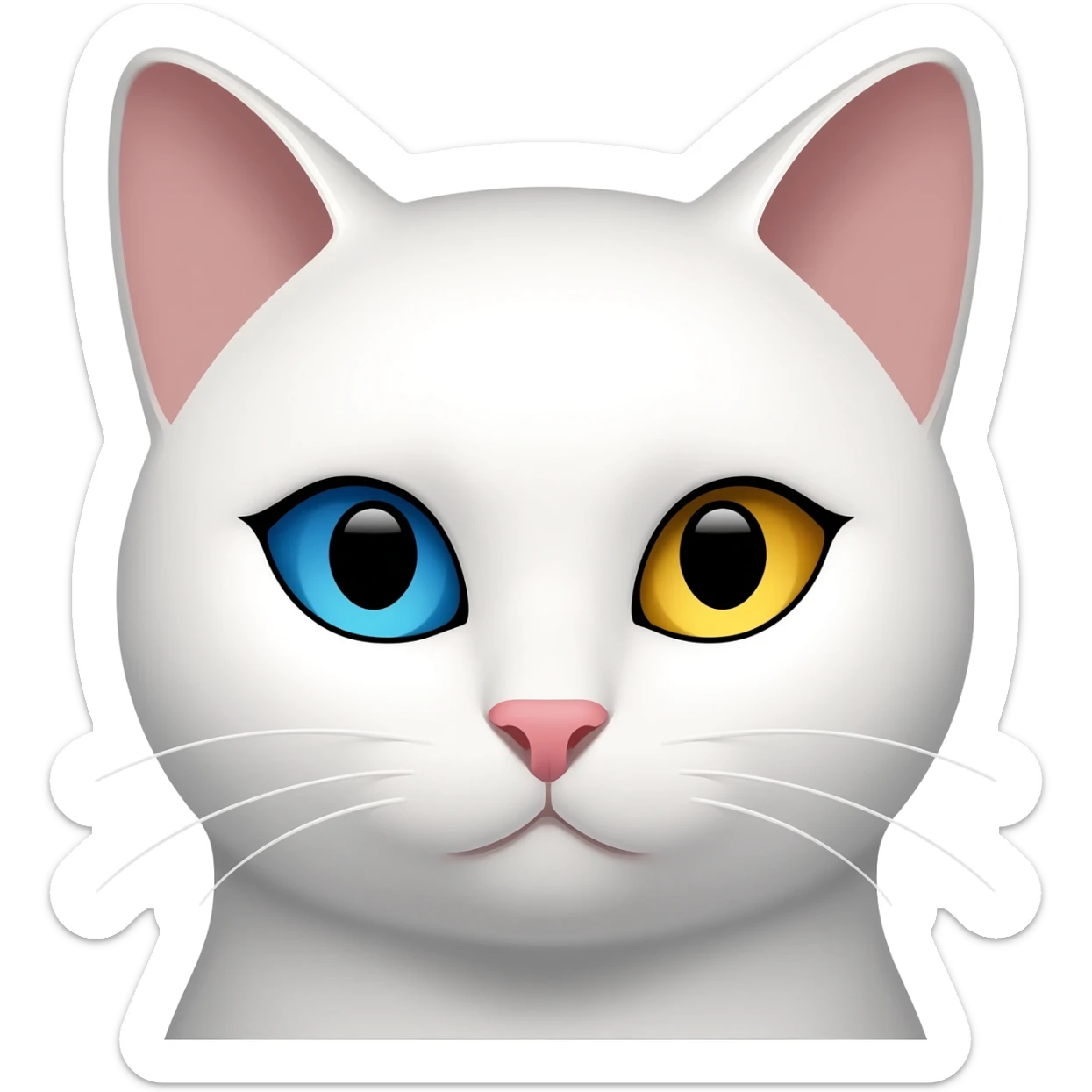 White Cat art nouveau with one blue eye and one golden eye sticker