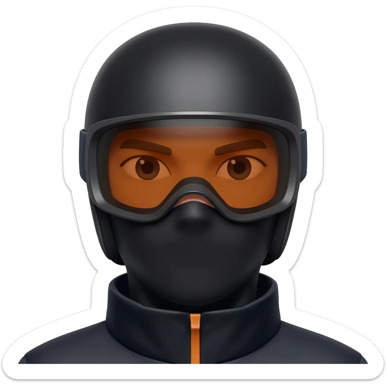 Have a black full ski face mask on sticker