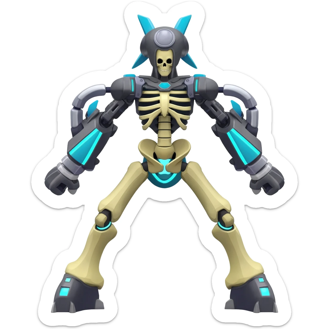 futuristic Skeleton-Cyborg-Manectric-Electrike-Salandit-Cubone-Umbreon-Marowak-Draco-Fakémon-hybrid-creature (full body), 4 legs sticker