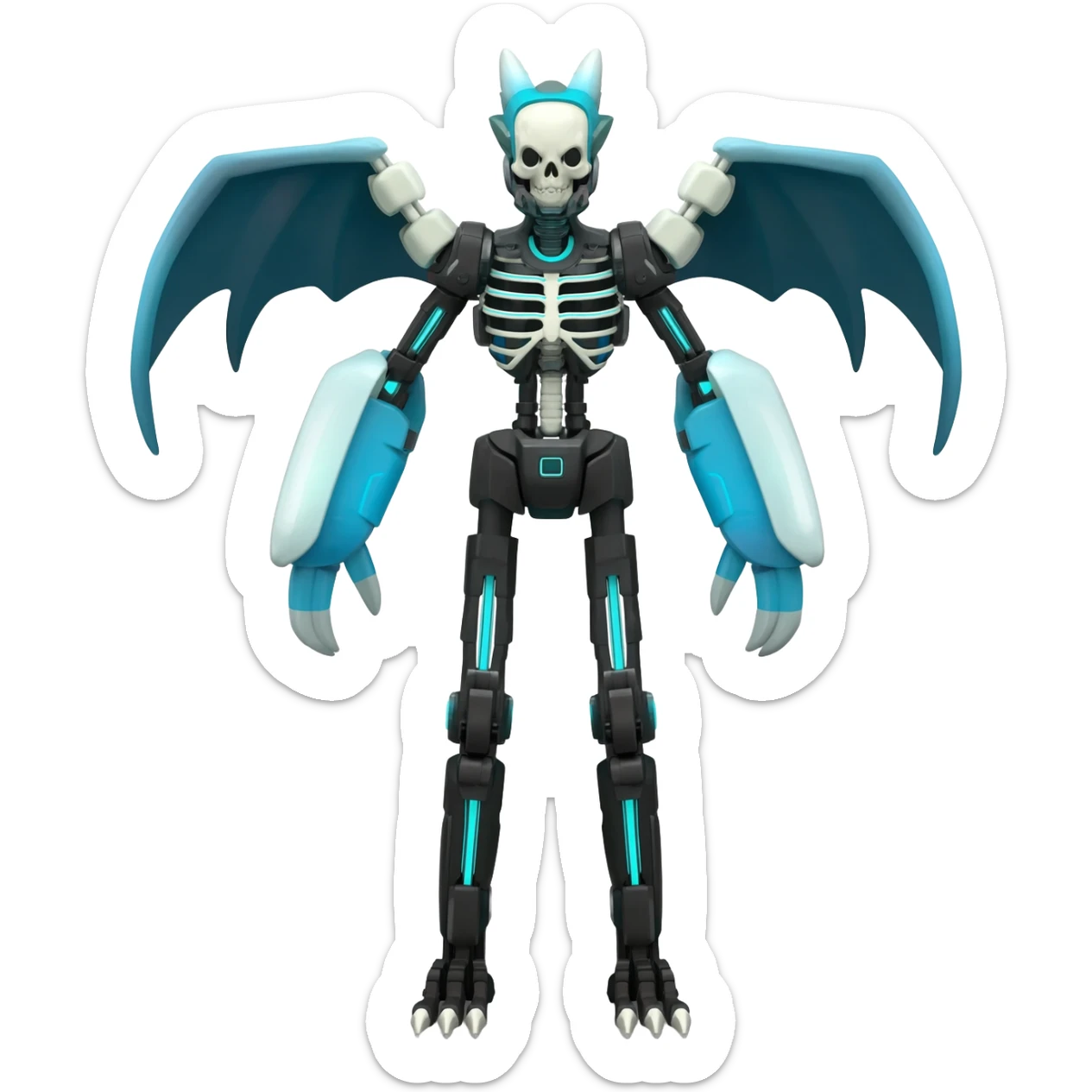 futuristic Skeleton-Cyborg-Manectric-Electrike-Salandit-Cubone-Umbreon-Marowak-Draco-Fakémon-hybrid-creature (full body), 4 legs sticker