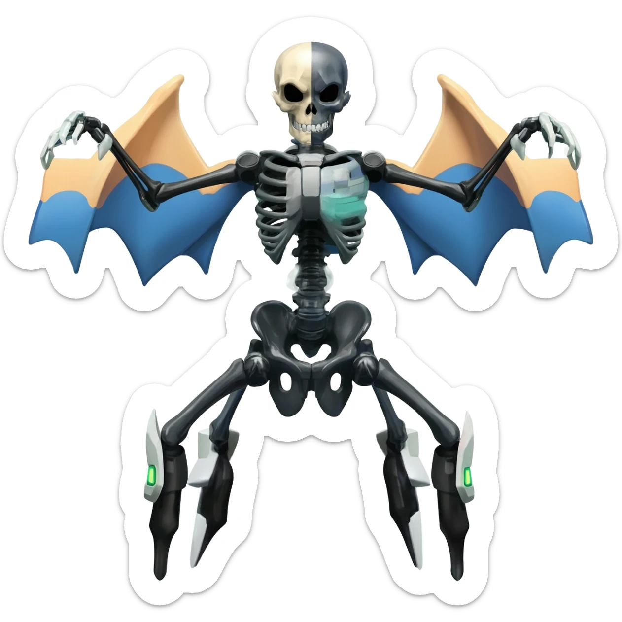 futuristic Skeleton-Cyborg-Manectric-Electrike-Salandit-Cubone-Umbreon-Marowak-Draco-Fakémon-hybrid-creature (full body), 4 legs sticker