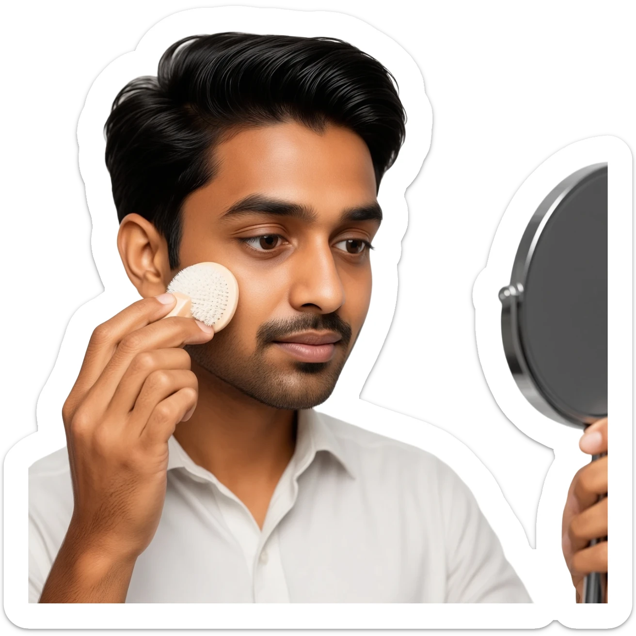 Indian young man at 26 years old cleaned face sticker