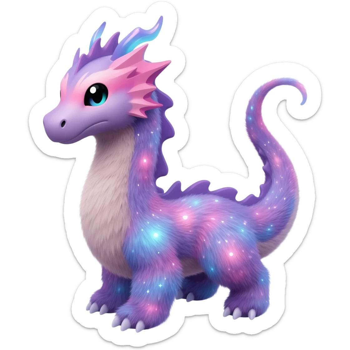Pastel nebula furry realistic glittery Randomly-faerie-drake-colored sparkly exotic Fakémon-creature sticker