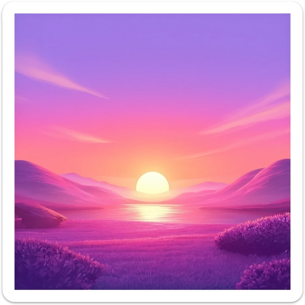 Shiny pastel rose-pink-lavender-violent-gradient sunset aesthetic realistic real life scenery landscape sunrise aesthetic landscape scenery scenic background sticker
