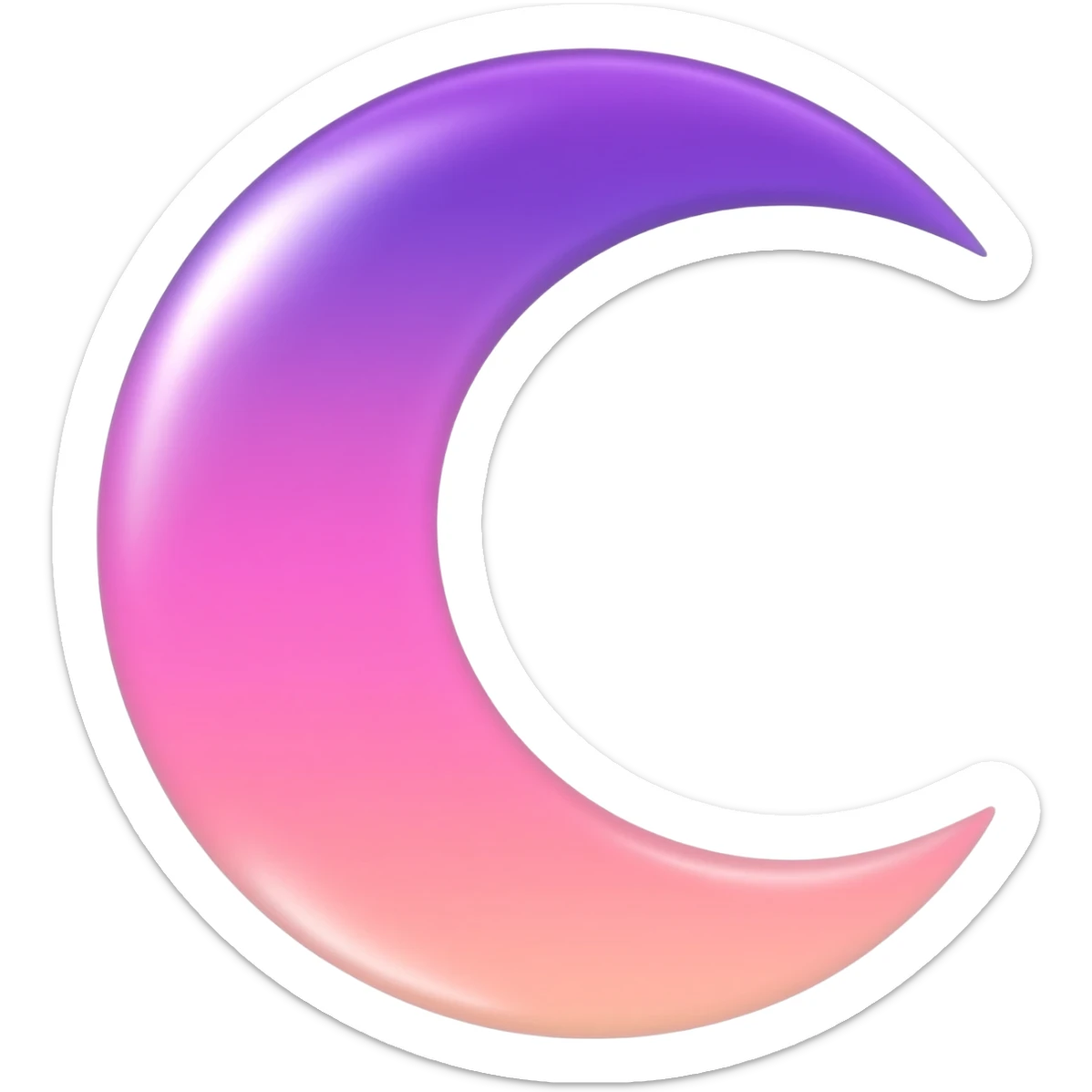 Shiny pastel rose-pink-lavender-violent-gradient crescent moon sunset aesthetic realistic real life scenery landscape sticker