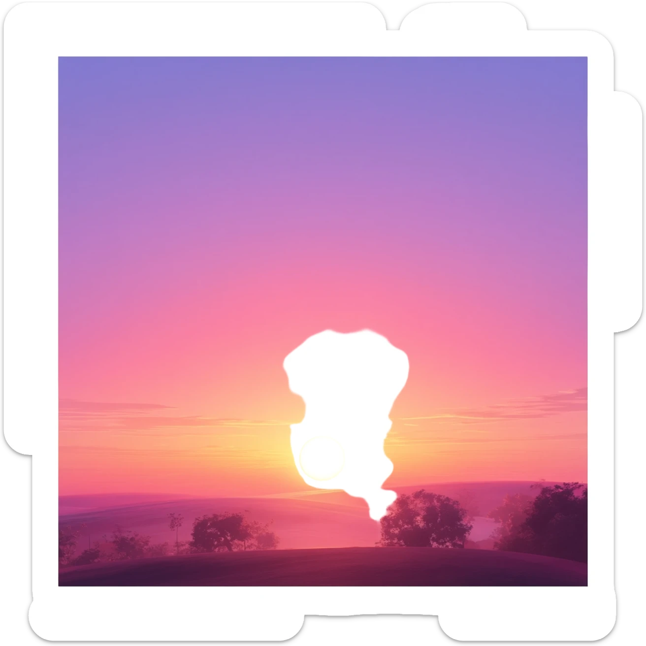 Shiny warm colored pastel rose-pink-lavender-violent-gradient sunset aesthetic realistic real life scenery landscape sunrise aesthetic landscape scenery scenic background sticker