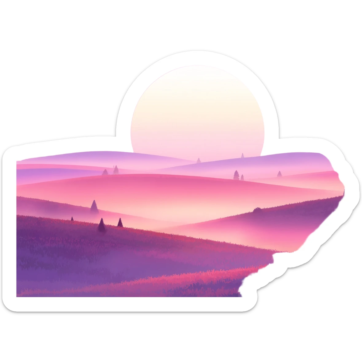 Shiny pastel rose-pink-lavender-violent-gradient sunset aesthetic realistic real life scenery landscape sunrise aesthetic landscape scenery scenic background sticker