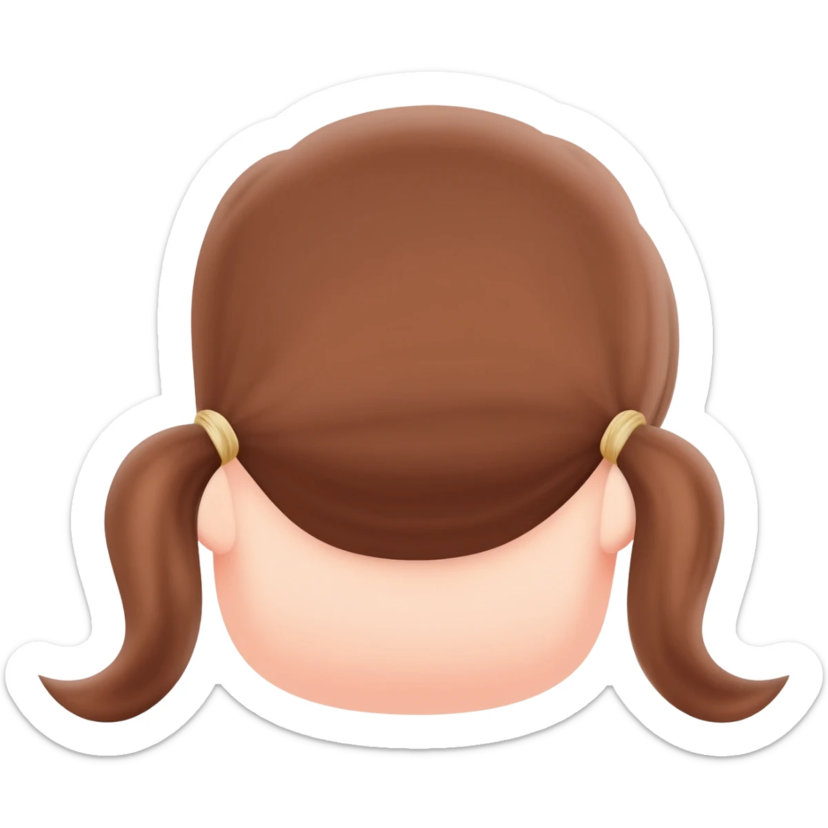 Little girl with pigtails zooming into her ear sticker