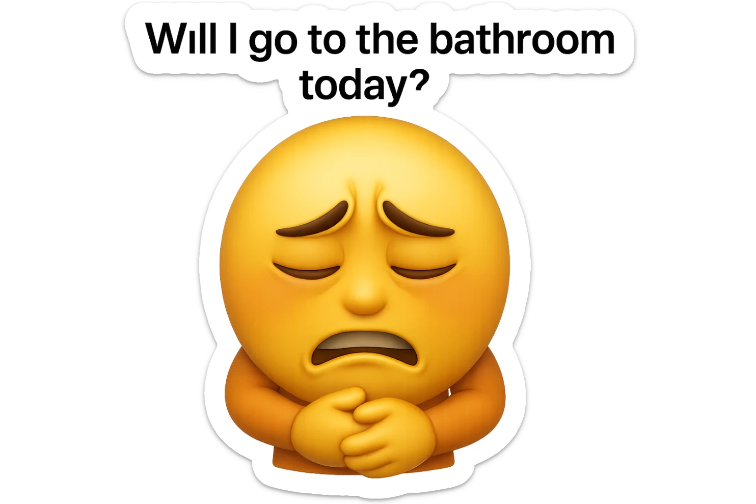 emoji stile iphone che riguarda l'argomento "stipsi/andrò al bagno oggi?", iperrealistico 4k sticker