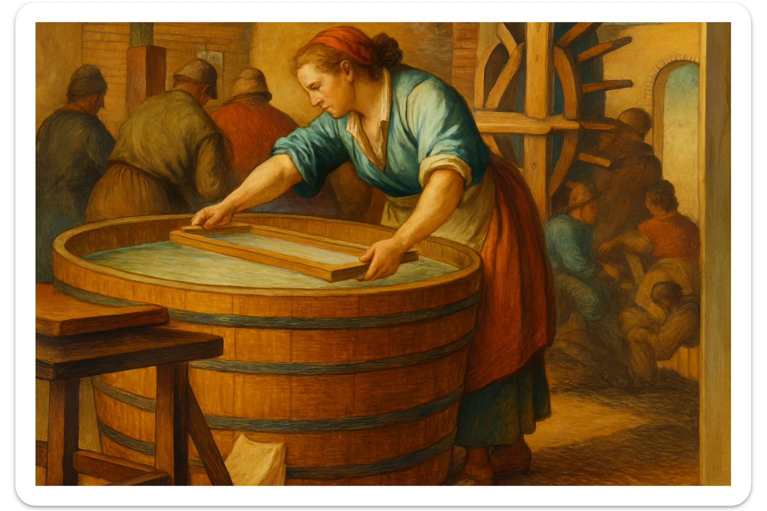 Сгенерируй мне эту же гравюру, только в цвете sticker