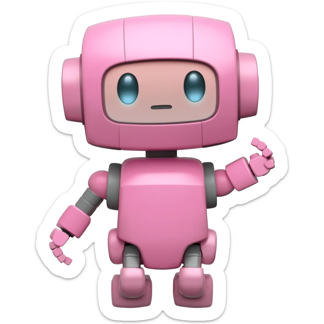 baby pink robot sticker