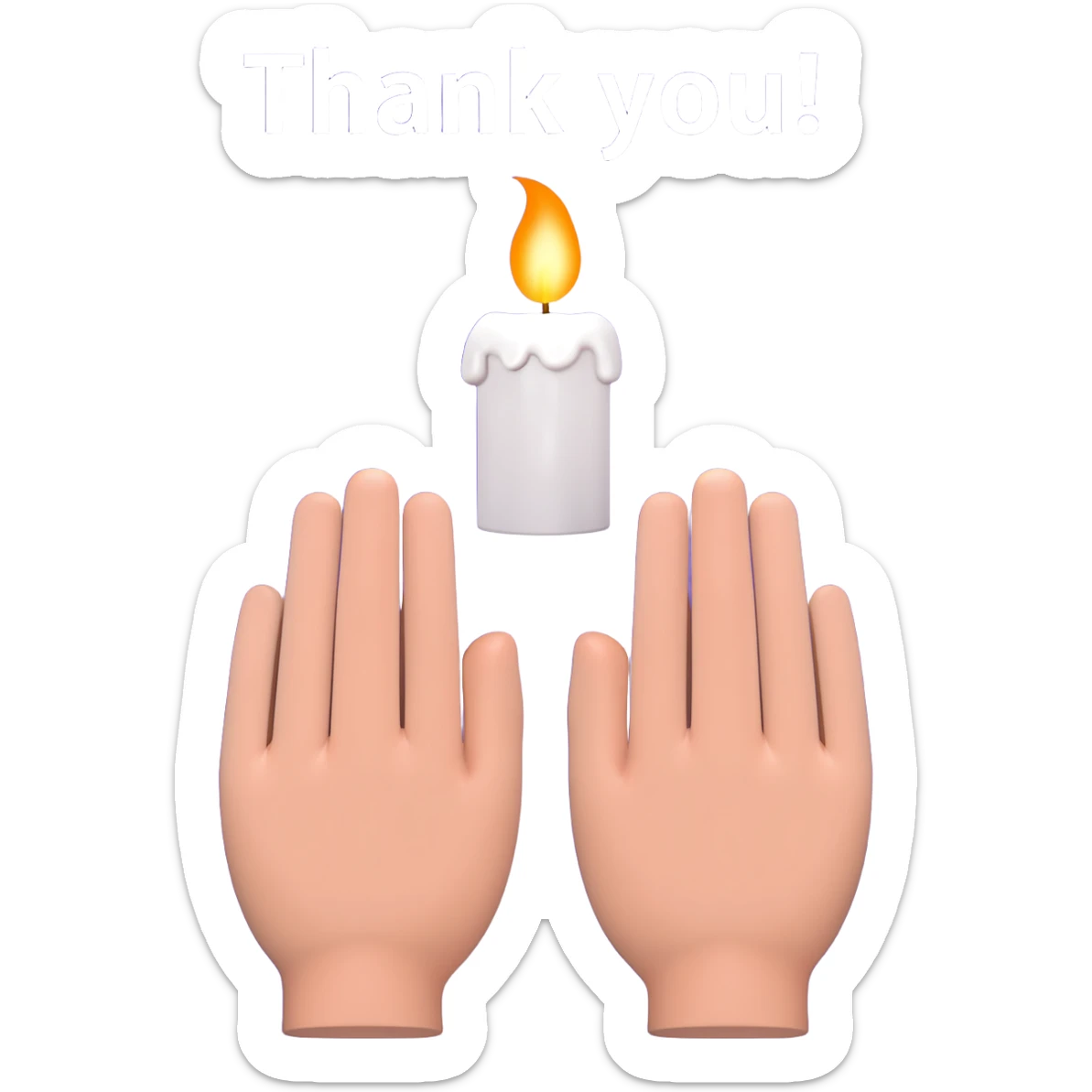 A fb picture that shows thanks with a Vertical position🙏 hands praying and seperatly a candle burning with vilet bluish color backgroundA fb picture that shows thanks with a hands praying and a candle burning with vilet bluish color background and the words Thank you! sticker